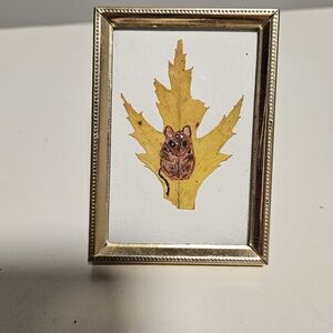 Vintage Golden Frame With Mouse Leaf Art Illustration